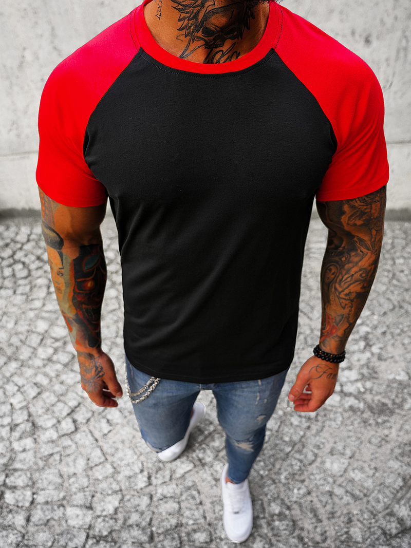 Juodai-raudonas vyriški marškinėliai OZONEE JS/8T82/10