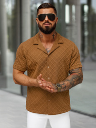 Ruda vyriški marškiniai trumpomis rankovėmis OZONEE O/B2257