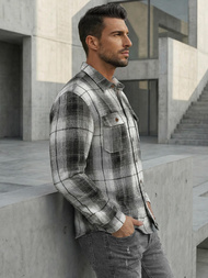 Juodai-balti vyriški marškiniai OZONEE NB/MC728N/4Z