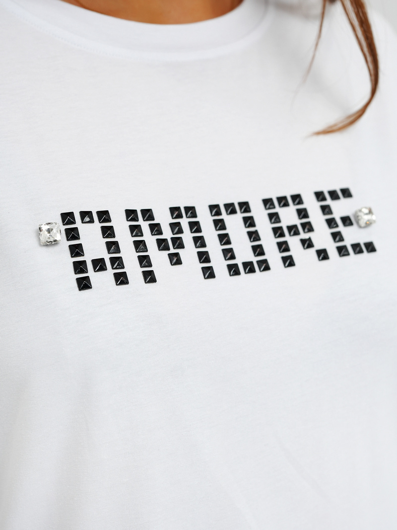 Baltai-juodas moteriški marškinėliai OZONEE JS/YJ77716