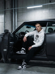 Baltas vyriškas džemperis su gobtuvu OZONEE JS/65B3907/1Z