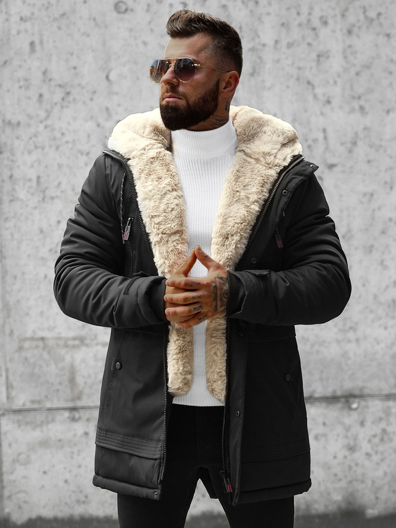 Juoda vyriška žieminė striukė OZONEE JS/22M51/392