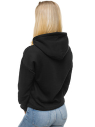 Juodas moteriškas džemperis su gobtuvu OZONEE JS/KSW2028