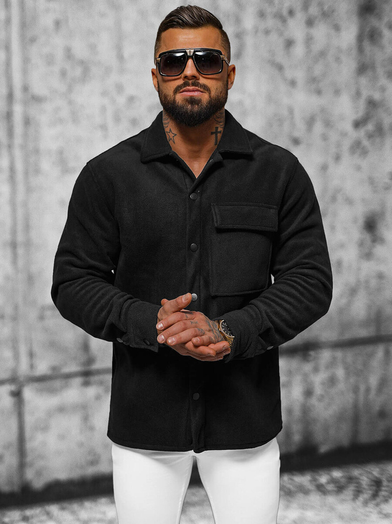 Juodi vyriški marškiniai OZONEE O/GOM23040