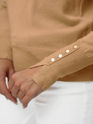 Šviesus-camel moteriškas megztinis OZONEE JS/8004/2