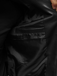 Juoda vyriška odinė striukė OZONEE JS/11Z8015