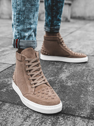 Smėlinė aukšti sneakers stiliaus batai OZONEE G/271