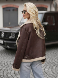 Šokoladas moteriška odinė striukė OZONEE JS/61M8501/158Z