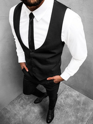 Juodas žalsvas vyriškas kostiumas - liemenė ir chino kelnės OZONEE O/5630