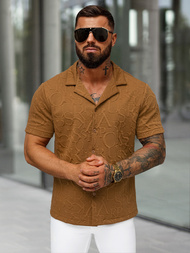 Ruda vyriški marškiniai trumpomis rankovėmis OZONEE O/B2256