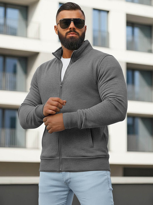 Tamsiai-pilkas vyriškas džemperis su užtrauktuku OZONEE JS/2002Z