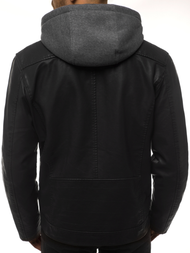 Juoda vyriška odinė striukė OZONEE JB/JP1127