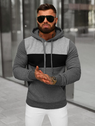 Grafitinis vyriškas džemperis su gobtuvu OZONEE JS/8B1312/5