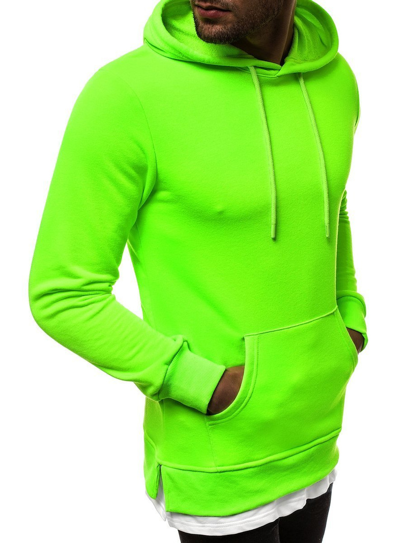 Žaliai-Neoninis vyriškas džemperis su gobtuvu OZONEE MACH/3120