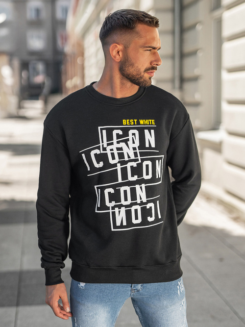 Juodas vyriškas džemperis OZONEE JS/8B1763/3