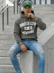 Grafitinis vyriškas džemperis su gobtuvu OZONEE JS/8B1767/5Z