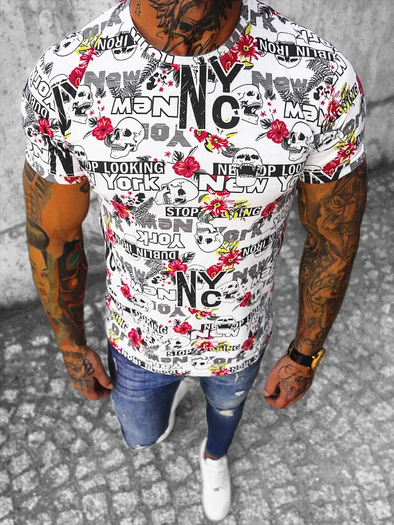 Spalvoti vyriški marškinėliai OZONEE O/BL63