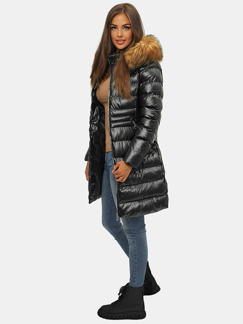 Juodai-ruda moteriška žieminė striukė OZONEE JS/M777/392B