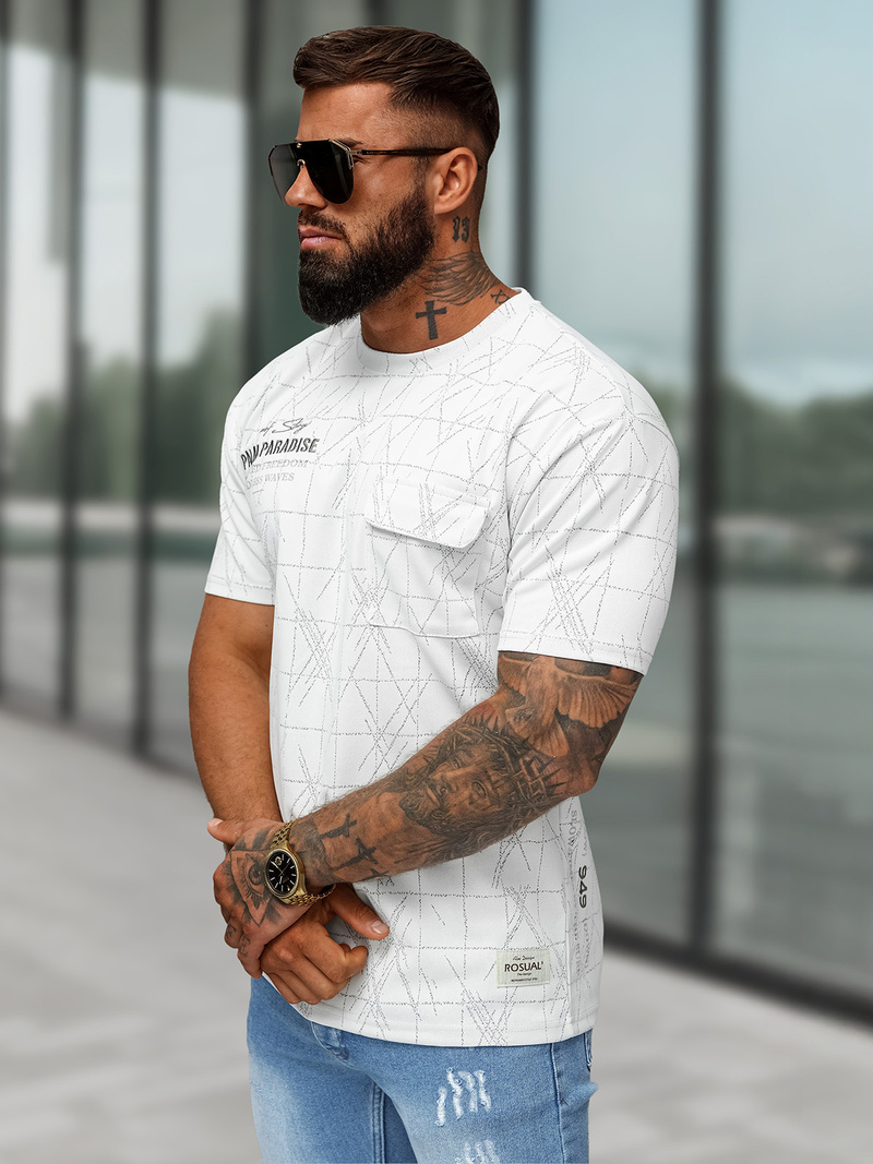 Baltas vyriški marškinėliai OZONEE O/QQ1530