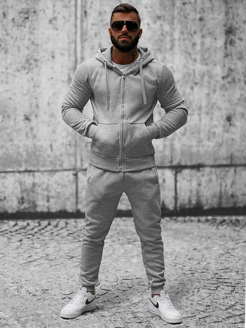 Pilkas vyriškas sportinis kostiumas OZONEE JS/XW2008