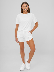 Baltas moteriškas veliūrinis sportinis kostiumas OZONEE JS/35C1717/1