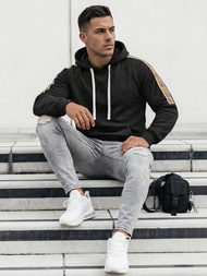 Juoda vyriškas džemperis su gobtuvu OZONEE JS/8B1730/3Z