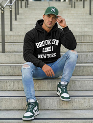 Juoda vyriškas džemperis su gobtuvu OZONEE JS/8B1767/3Z