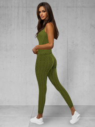 Rusvai žalsva moteriškas sportinis dviejų dalių kostiumas OZONEE JS/YW88037/7Z