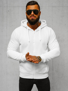 Baltas vyriškas džemperis su gobtuvu OZONEE JS/2008Z