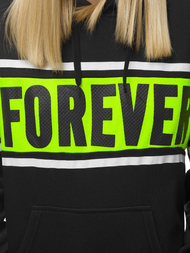 Juodas moteriškas džemperis su gobtuvu OZONEE JS/KSW2004