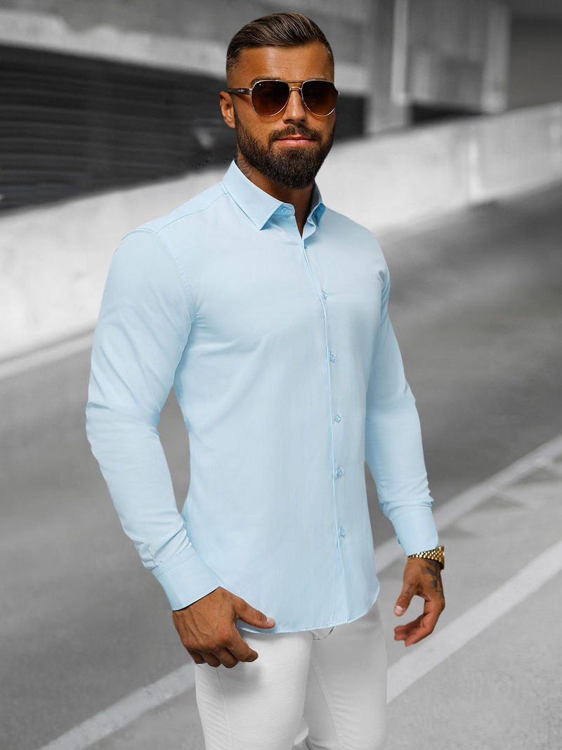 Šviesiai-mėlyna vyriški marškiniai OZONEE O/V59