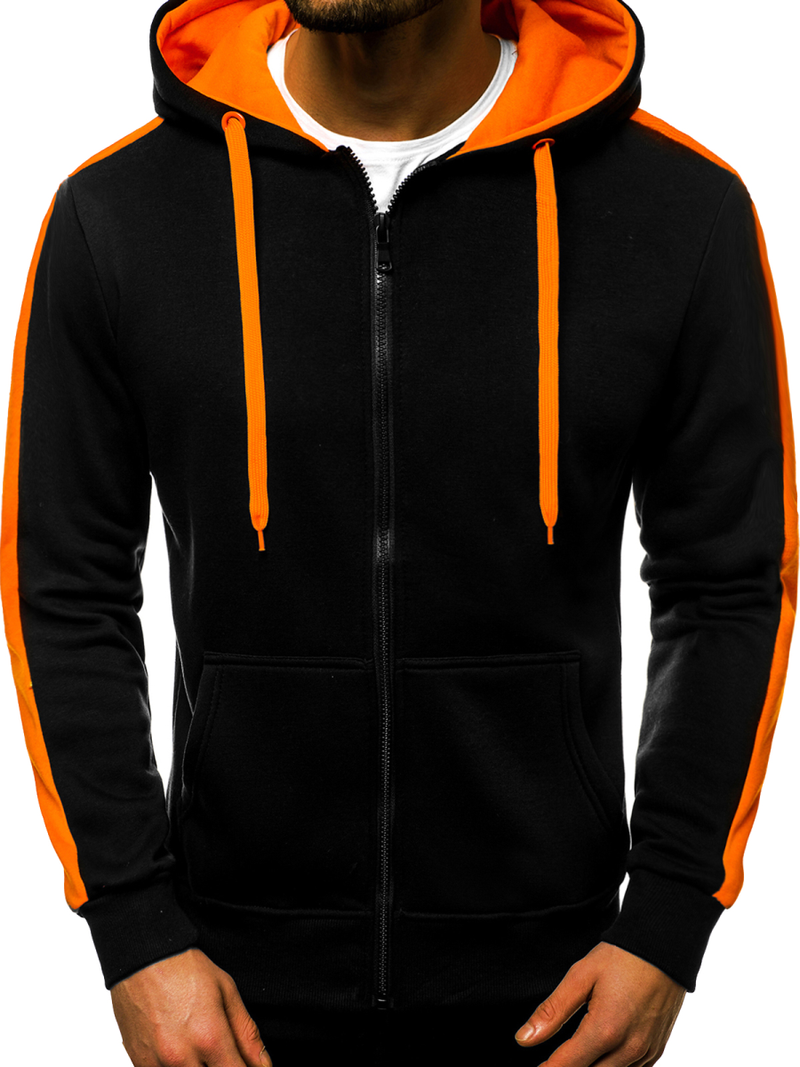 Juodai-Oranžinis vyriškas džemperis su užtrauktuku OZONEE JS/2015