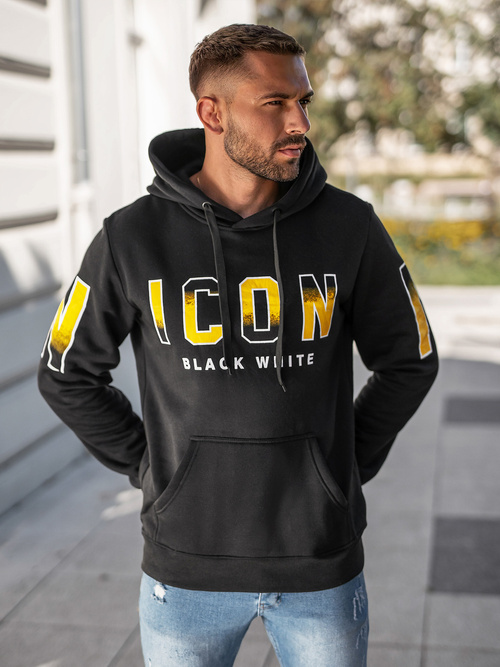 Juoda vyriškas džemperis su gobtuvu OZONEE JS/8B1739/3