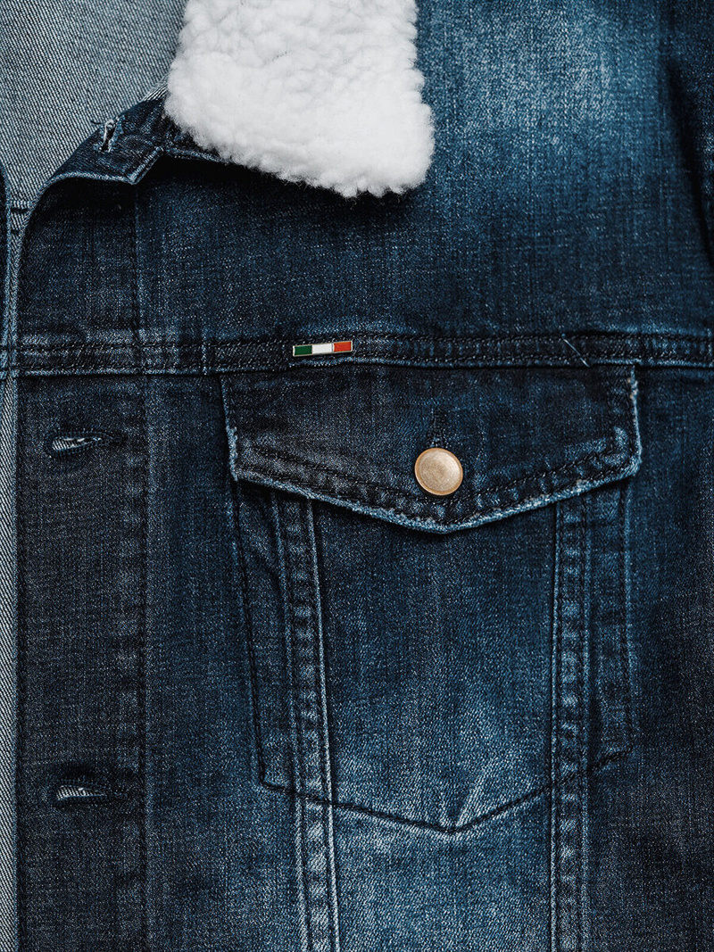 Tamsiai-mėlyna vyriška džinso šerpas striukė OZONEE NB/MJ516BSZ