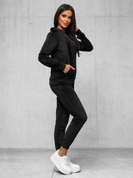 Juodas moteriškas veliūrinis sportinis kostiumas OZONEE JS/35C1612/3