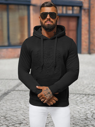 Juodas vyriškas džemperis su gobtuvu OZONEE NB/MF2012