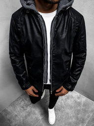 Juoda vyriška odinė striukė OZONEE JB/JP1172Z