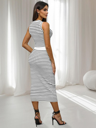 Baltai/juodas moteriškas komplektas - viršus ir sijonas OZONEE O/CH5801