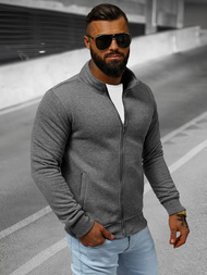 Tamsiai-pilkas vyriškas džemperis su užtrauktuku OZONEE JS/2002Z