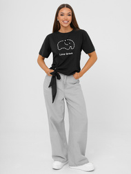 Juodi moteriški marškinėliai OZONEE JS/RJ77247