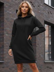 Juodas moteriškas džemperis su gobtuvu OZONEE JS/YS10005/3