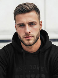 Juoda vyriškas džemperis su gobtuvu OZONEE JS/8B1971/3