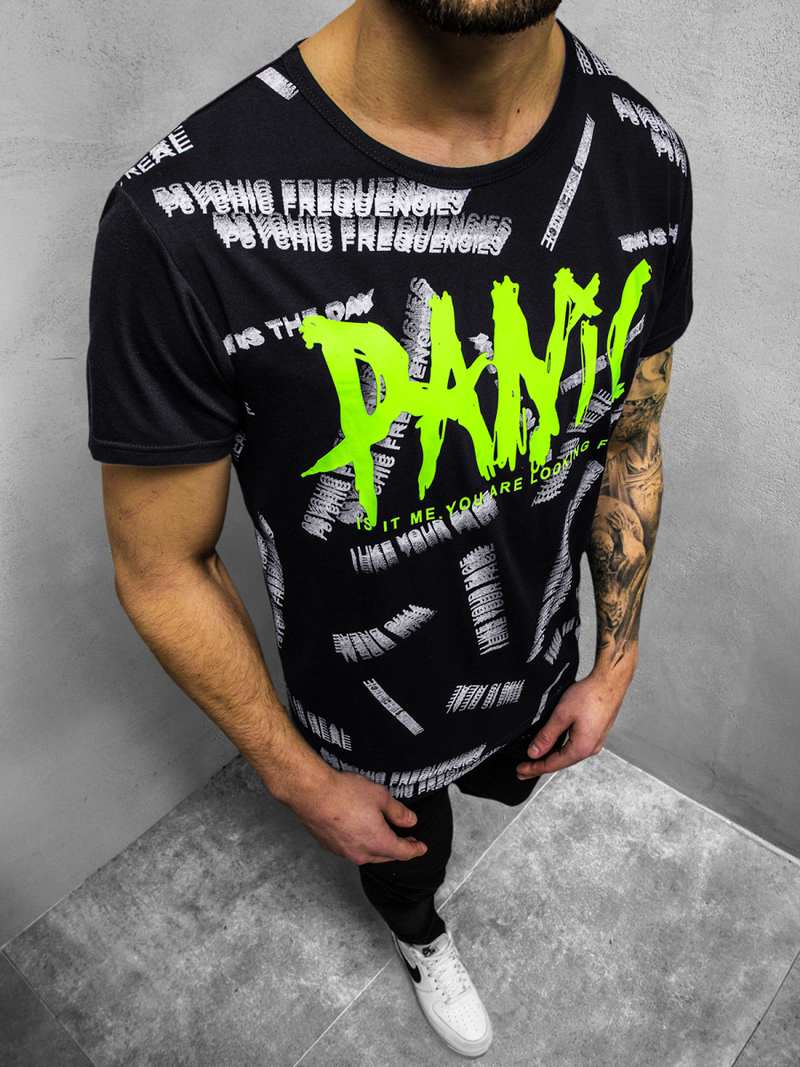 Juodi vyriški marškinėliai OZONEE JS/KS1998Z