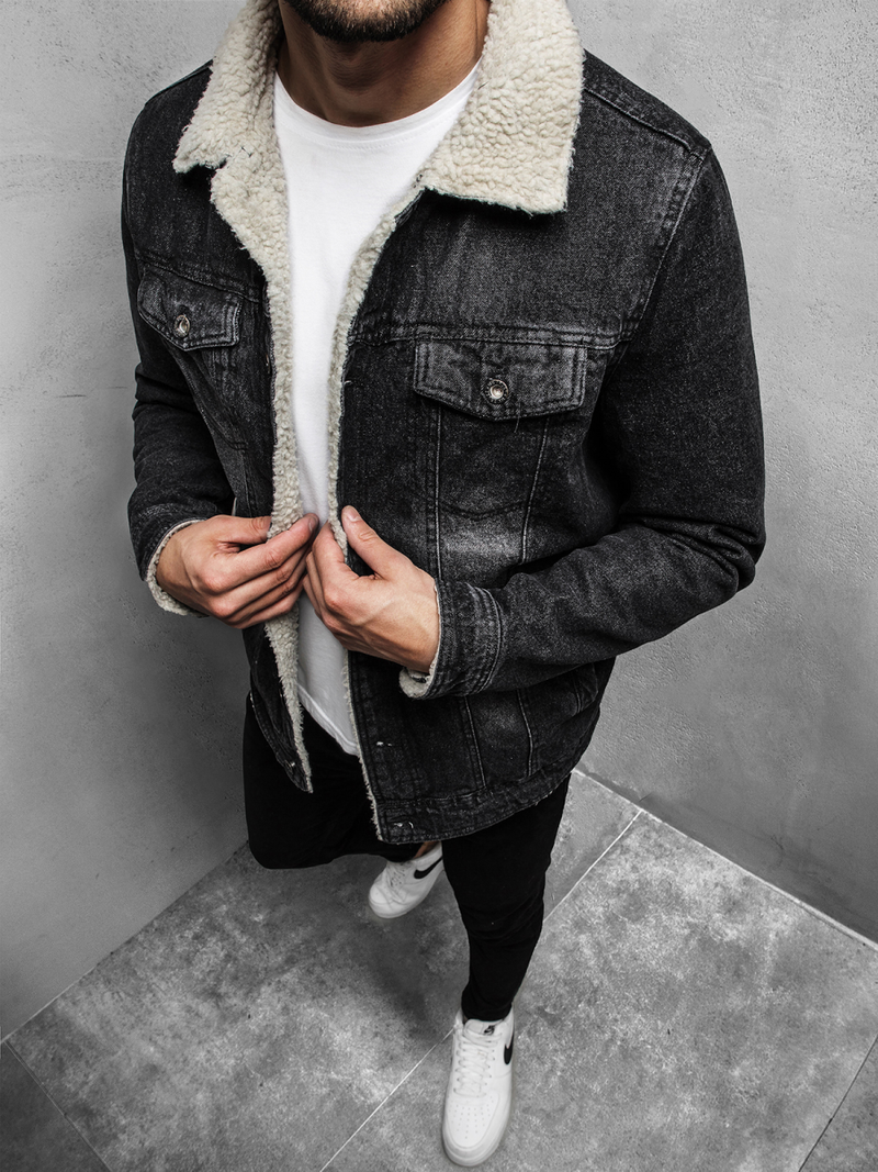 Juoda vyriška džinso striukė OZONEE JB/JP1158Z