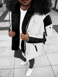 Baltai-juoda vyriška parka striukė OZONEE O/5832/22