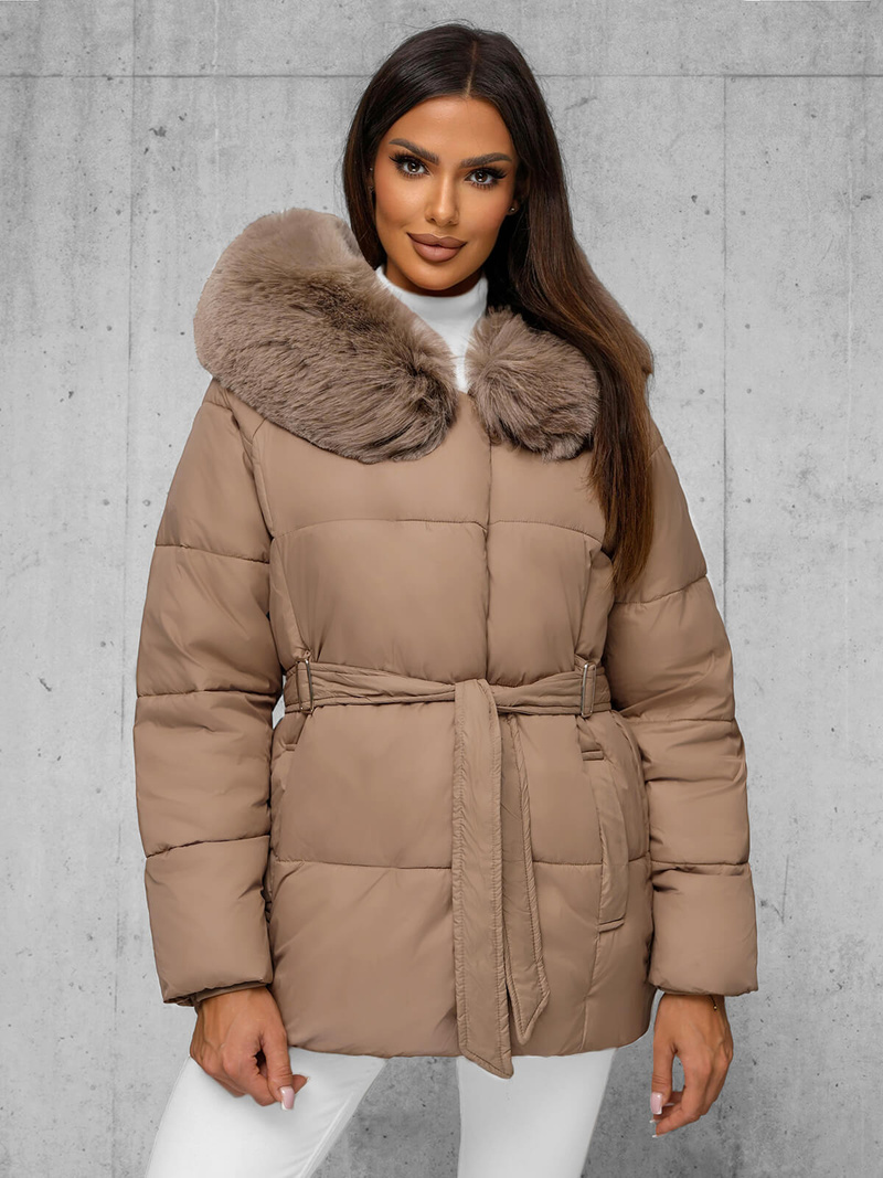 Smėlinis moteriška striukė OZONEE JS/16M9206/62Z