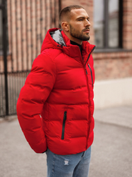 Raudona vyriška žieminė striukė OZONEE JS/5M756/270Z