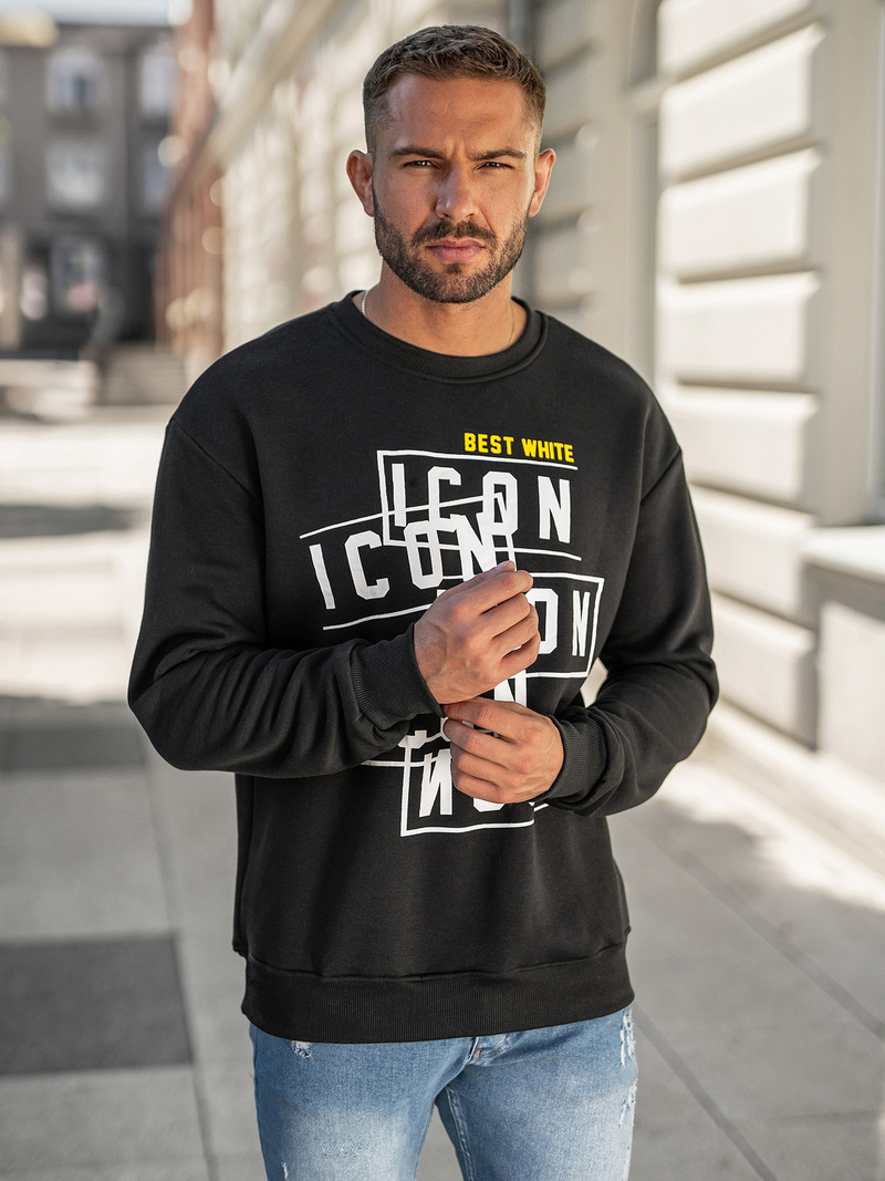 Juodas vyriškas džemperis OZONEE JS/8B1763/3