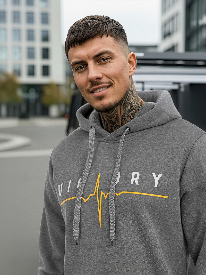 Grafitinis vyriškas džemperis su gobtuvu OZONEE JS/8B1757/5