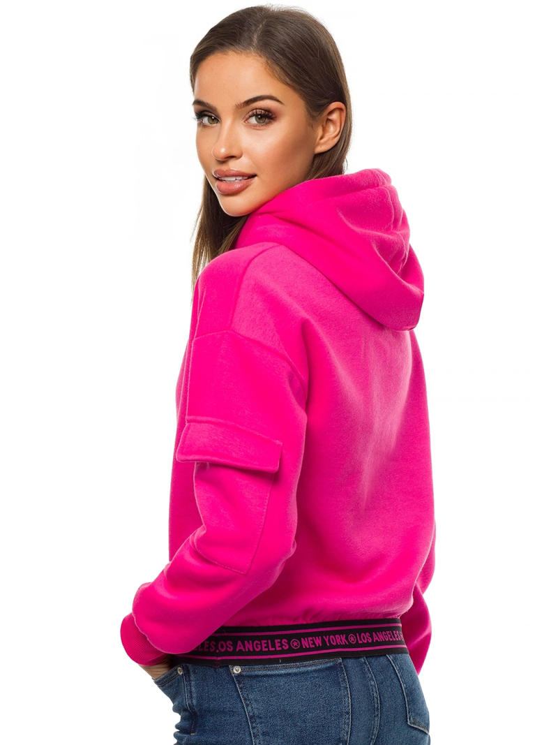 Rožinis moteriškas džemperis su gobtuvu OZONEE JS/B26030